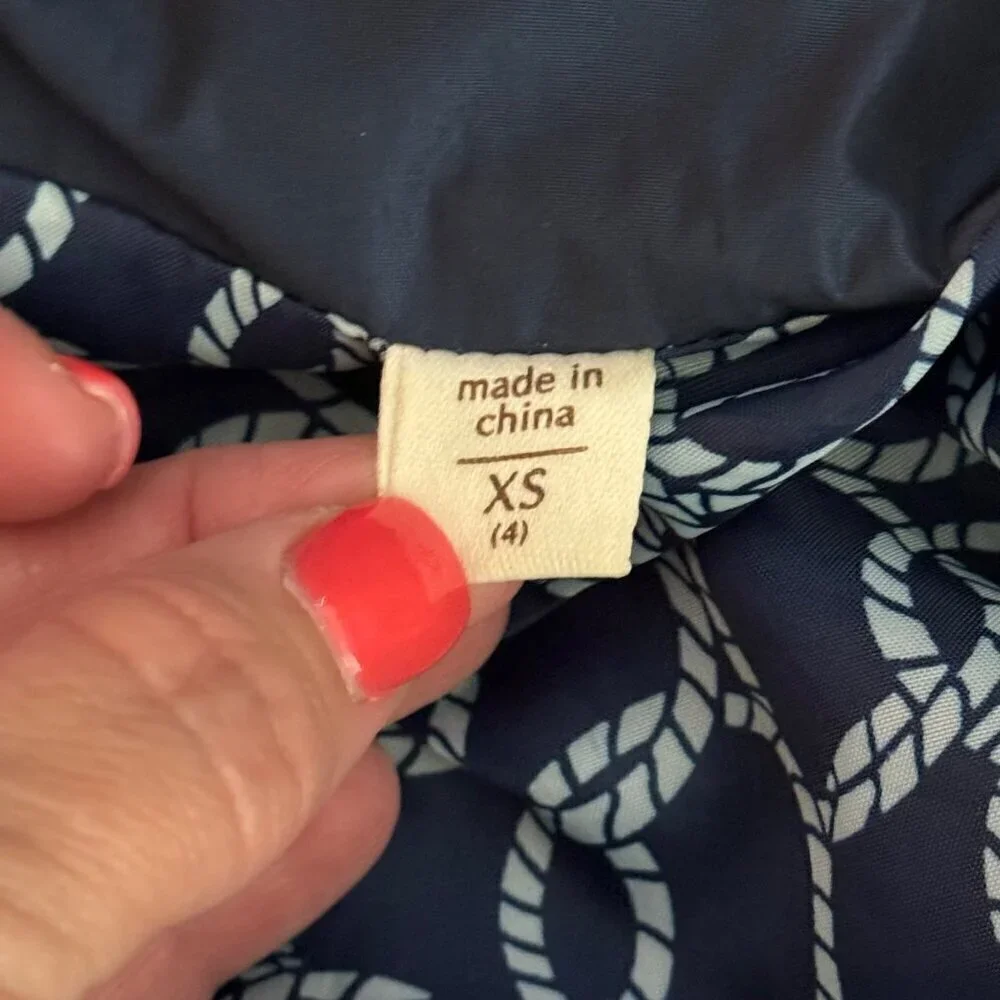 Coldwater Creek Windbreaker Navy Blue Shimmer Zip Snap Pockets Women's XS